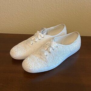 White Sequin Tennis Shoes - Size 7